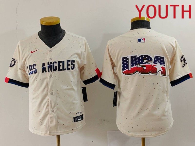 Youth Los Angeles Dodgers Blank Cream Fashion Nike Game MLB Jersey style 62910->youth mlb jersey->Youth Jersey